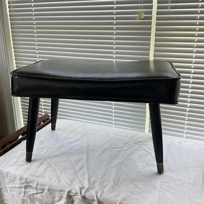 911 Mid-Century Modern Black Vinyl Stool
