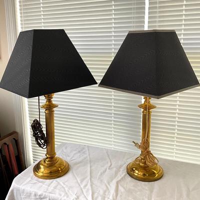 915 Pair of Column-brass Table Lamps