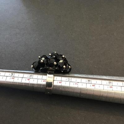 Sale Photo Thumbnail #235: Black glass beaded fashion ring please see attached photos