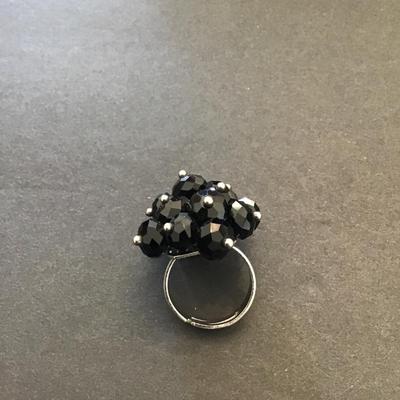 Sale Photo Thumbnail #236: Black glass beaded fashion ring please see attached photos