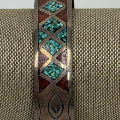 Sale Photo Thumbnail #503: Bracelet has markings inside that are faint and could not be identified, but the bracelet has the look and feel of a vintage silver bracelet.