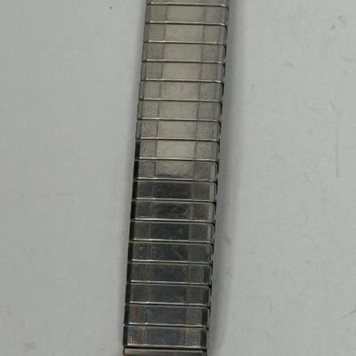 Silver-tone Expanding Watch Band with Inlaid Turquoise