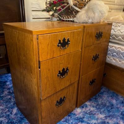 Sale Photo Thumbnail #412: Two side tables plus extra decor on top of table

Each measures roughly 27" tall, 14.2" deep, 14" wide