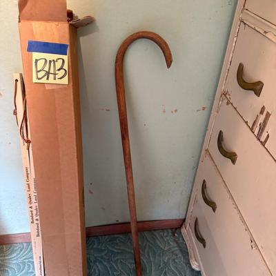 Sale Photo Thumbnail #435: Cane, yardsticks, large roll of table cover