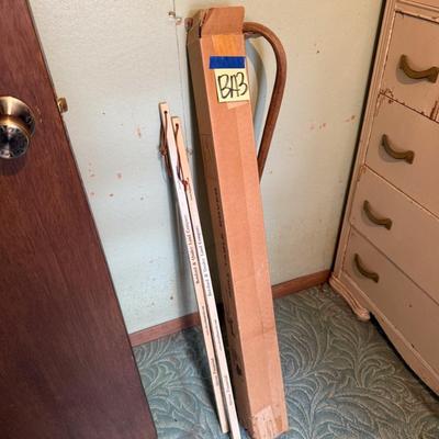 Sale Photo Thumbnail #433: Cane, yardsticks, large roll of table cover