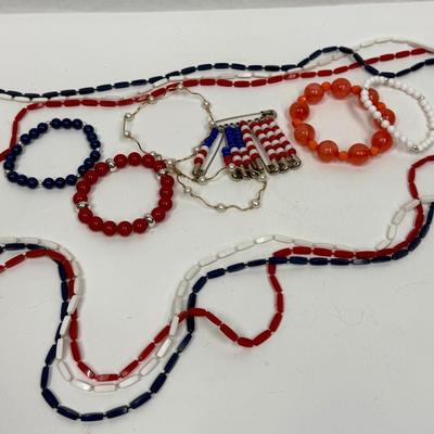 Misc Vintage Jewelry Lot - red white and blue