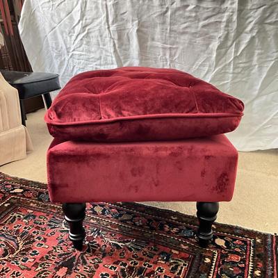 927 Red Felt Upholstered Ottoman