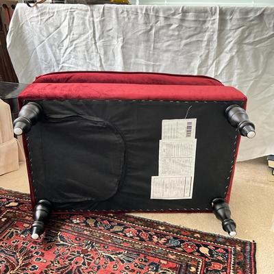 927 Red Felt Upholstered Ottoman