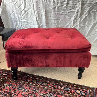 927 Red Felt Upholstered Ottoman