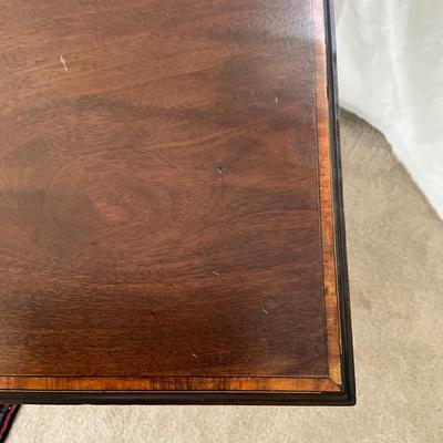 929 Antique Mahogany Sheraton Inlay Flip-Top Game Table with Undertray
