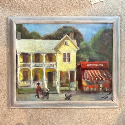 930 Circa 1963 Oil on Canvas " Street View Scene" by Jane Shannahan Offutt (1915-2000)
