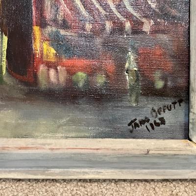 930 Circa 1963 Oil on Canvas " Street View Scene" by Jane Shannahan Offutt (1915-2000)