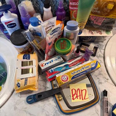 Sale Photo Thumbnail #460: Brush rollers, handheld mirror, toothpaste, bobby pins, hair care, etc.