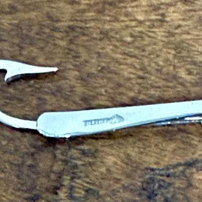 Vintage Sterling Silver Fishhook Tie Clip