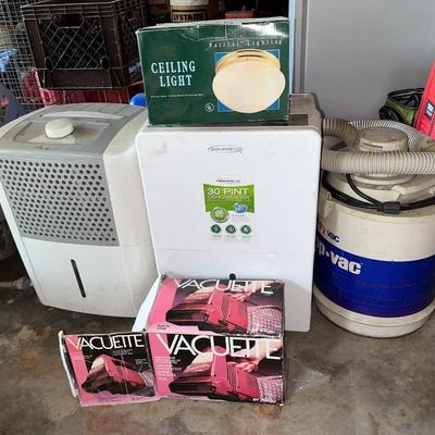 Sale Photo Thumbnail #614: Two dehumidifiers, Vacuette, Shop Vac, ceiling light