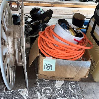 Sale Photo Thumbnail #618: Hose reel, hose, etc.