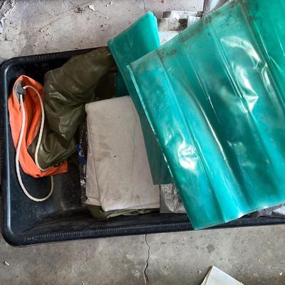 Sale Photo Thumbnail #650: Tarps, fabrics, plastic tote