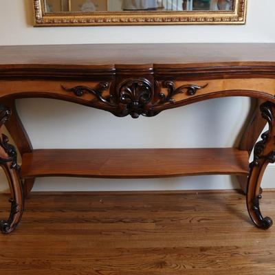 Carved Wood Console Table with Shell and Acanthus Motifs