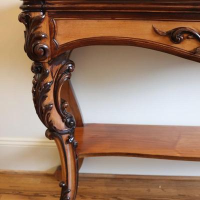 Carved Wood Console Table with Shell and Acanthus Motifs