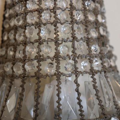 Pair of Antique Empire-Style Crystal Basket Wall Sconces (2)