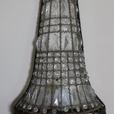 Pair of Antique Empire-Style Crystal Basket Wall Sconces (2)