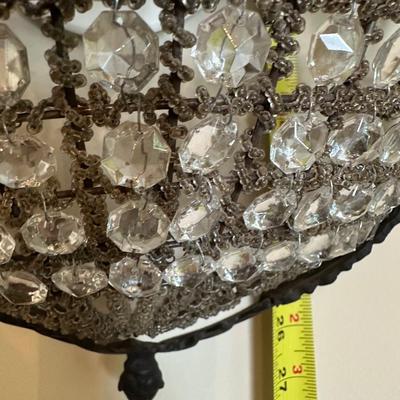 Pair of Antique Empire-Style Crystal Basket Wall Sconces (2)