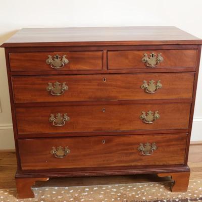Vintage Mahogany Chest with Brass Batwing Pulls