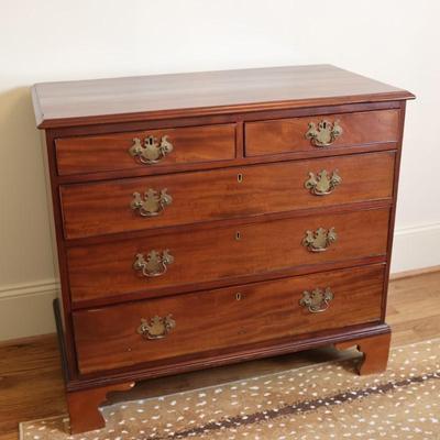 Vintage Mahogany Chest with Brass Batwing Pulls