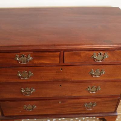 Vintage Mahogany Chest with Brass Batwing Pulls