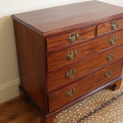 Vintage Mahogany Chest with Brass Batwing Pulls