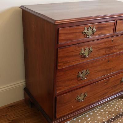 Vintage Mahogany Chest with Brass Batwing Pulls