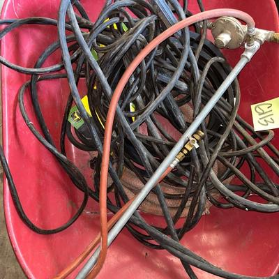 Sale Photo Thumbnail #814: Wheelbarrow, hose, pressure washer attachment