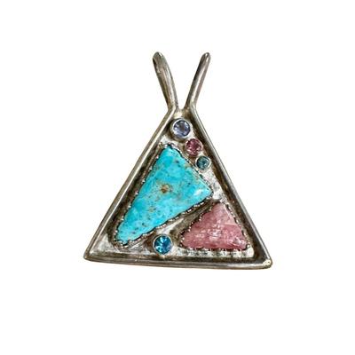 Sterling Silver - Signed Pendant w/ multiple stones