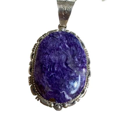 Sterling Jewelry - Signed J Pendant with Purple Stone and Earrings