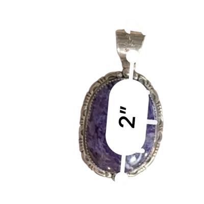 Sterling Jewelry - Signed J Pendant with Purple Stone and Earrings