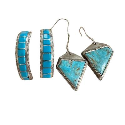 Sterling Jewelry - Signed Turquoise Earrings