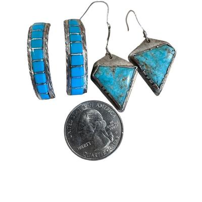 Sterling Jewelry - Signed Turquoise Earrings