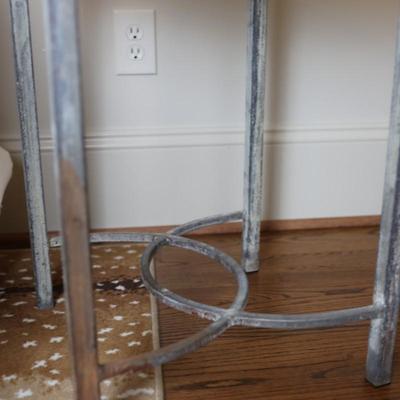 Pair of Round Side Tables with Stone Top
