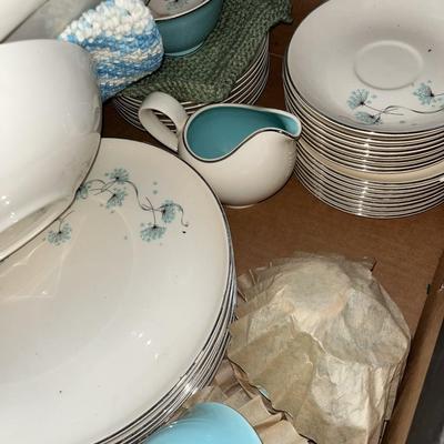 Sale Photo Thumbnail #850: Set of dishes with blue flower motif
