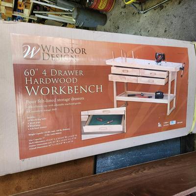 Windsor Design 60" 4 Drawer Hardwood Workbench New in Box Craft Table