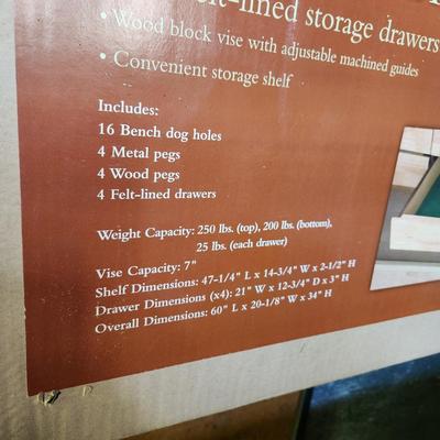 Windsor Design 60" 4 Drawer Hardwood Workbench New in Box Craft Table