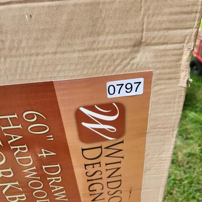 Windsor Design 60" 4 Drawer Hardwood Workbench New in Box Craft Table