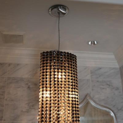 Modern Cylinder Pendant with Faceted Crystal Strands