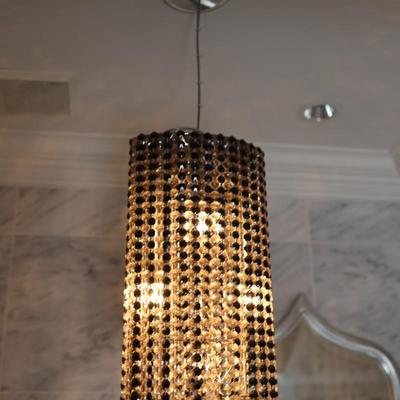 Modern Cylinder Pendant with Faceted Crystal Strands