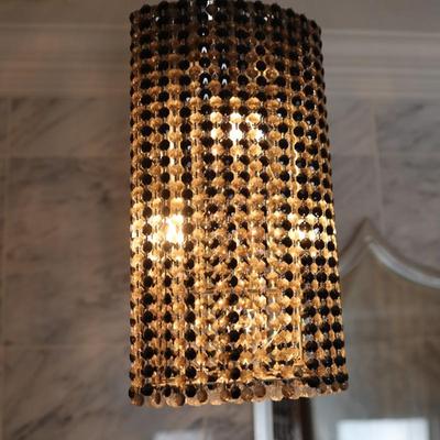 Modern Cylinder Pendant with Faceted Crystal Strands