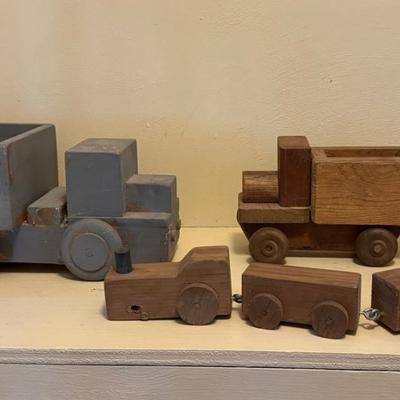 Vintage wooden trucks & train