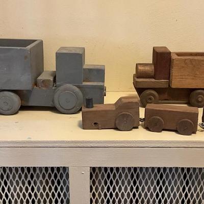 Vintage wooden trucks & train
