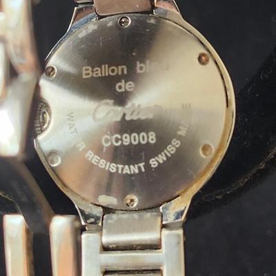 Sale Photo Thumbnail #587: SS case, quartz movement, water resistant, Swiss, 
Blue sapphire cabochon crown, fair condition.
Age related wear (could be buffed out by a jeweler)
Untested, may require winding, parts, service or repair.
We did not do any work on this watch due to the v
