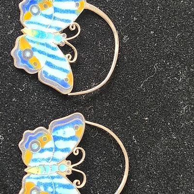 Sale Photo Thumbnail #603: Striking enamel on silver butterfly earrings
Retails at $130.00