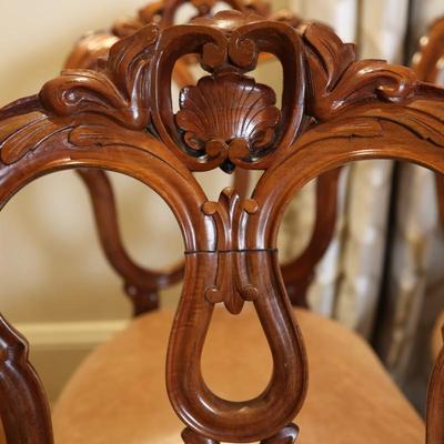 Carved Wood Victorian Back Chairs (See Details)
